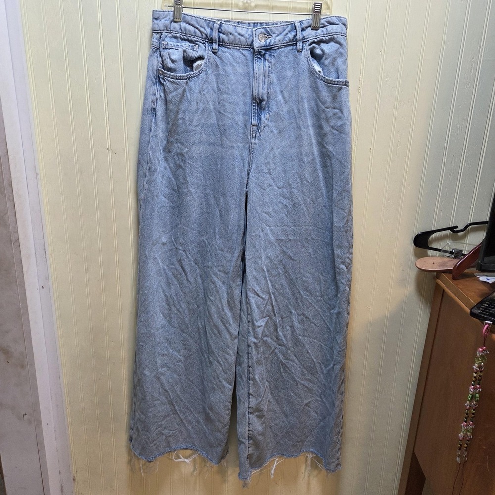 Forever 21 Jeans Womens 31 Blue Wash High Rise Wide Leg Relaxed Denim Pants